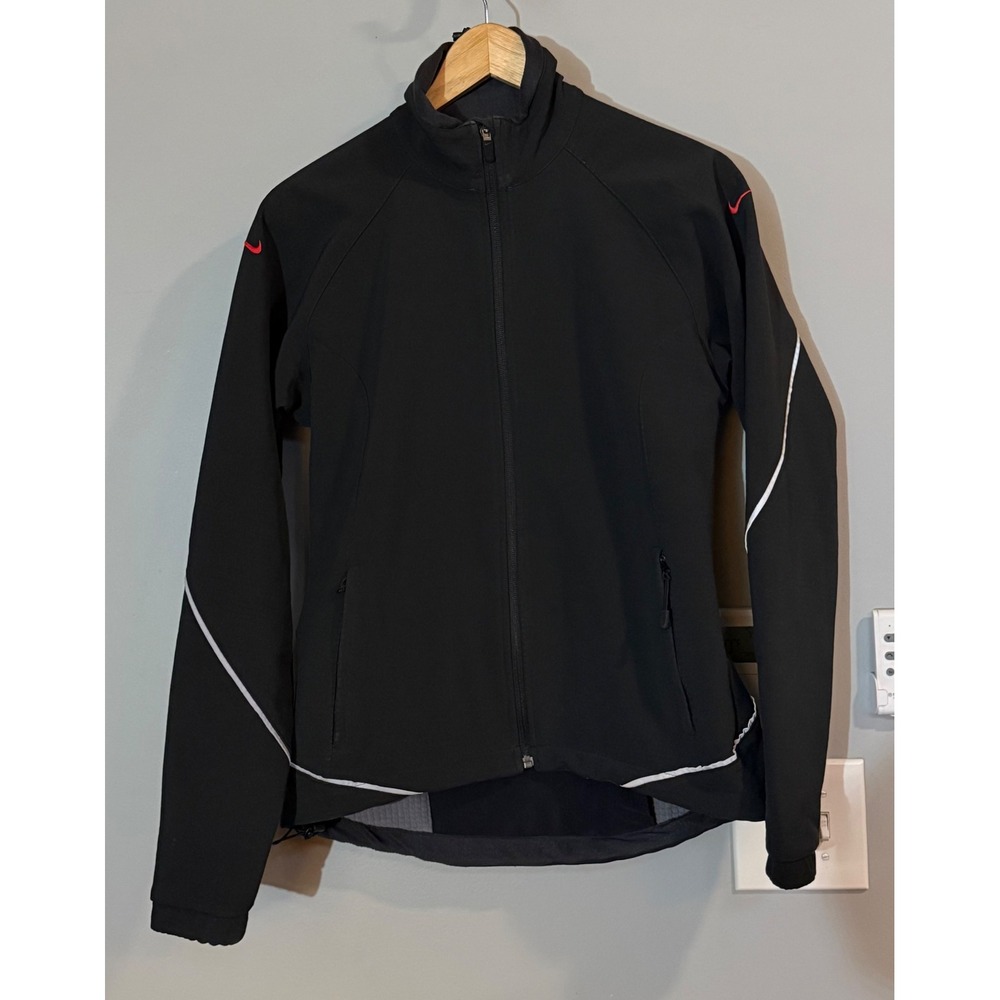 Nike Black Jacket with Red Swoosh and White Piping